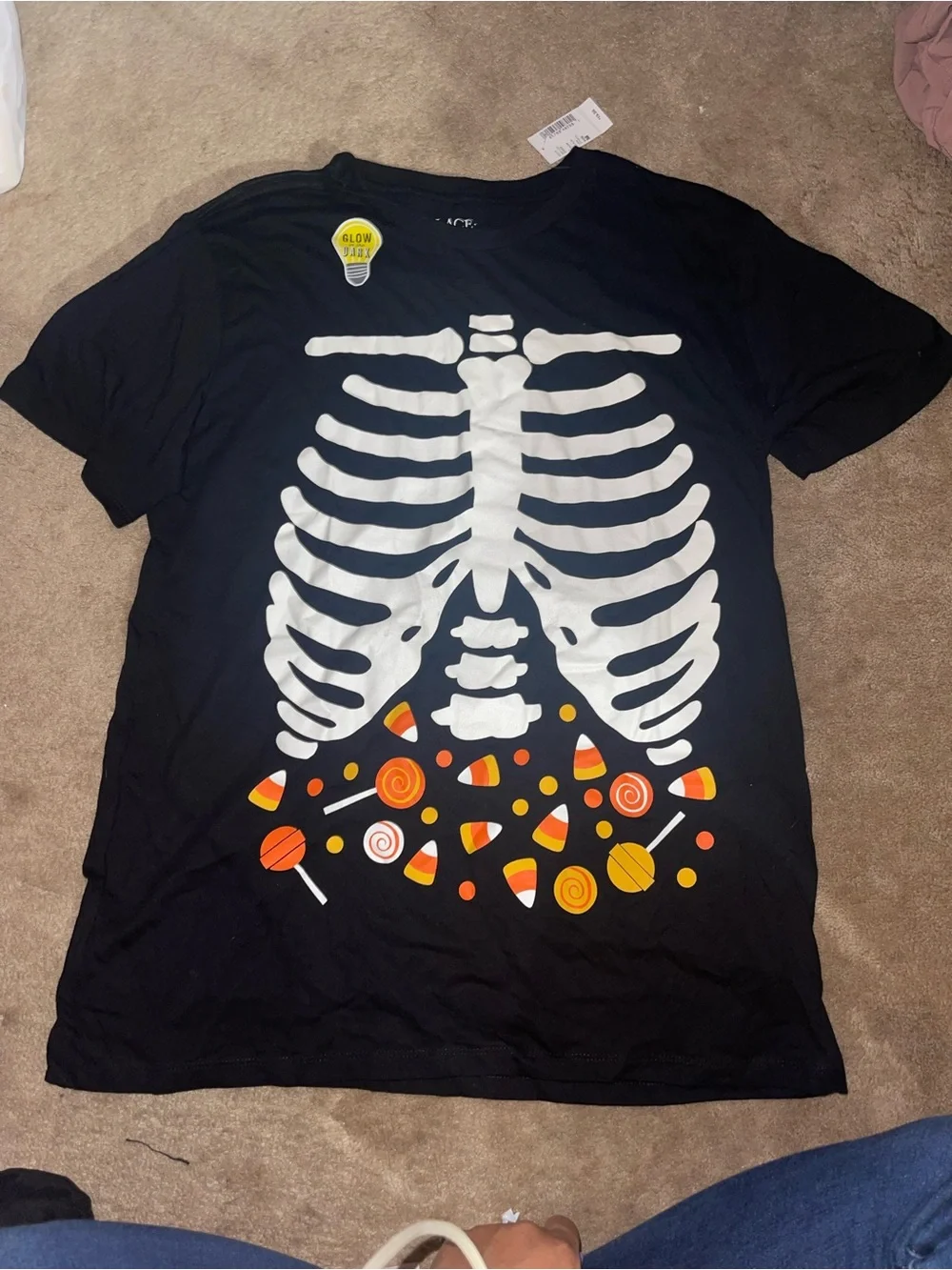 The Children's Place Black Halloween Skeleton Candy Tee